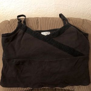 Tank Top, Crop, Adjustable Straps, Black, 1X